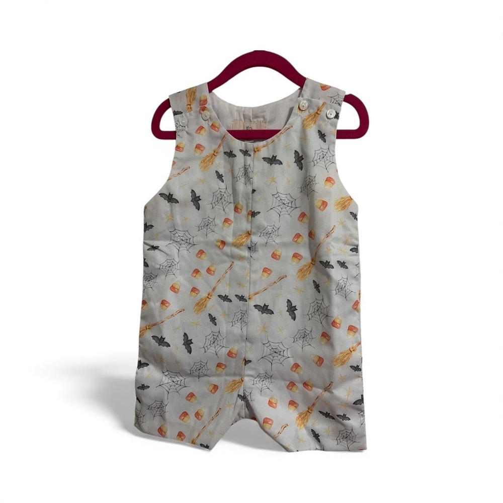Smockingbird Baby Romper Halloween Print Bats Candy Corn 18M Jon Jon NWT